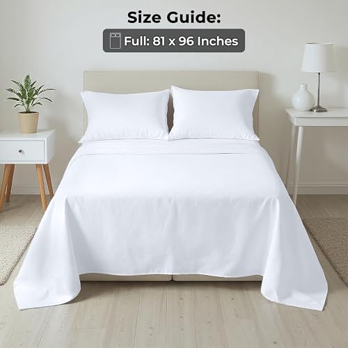 Image of Royale Linens 100% Organic Cotton Full 2 Pack Flat Sheet Only - Super Soft - Percale Top Sheets - Full Flat Sheet Sold Separately - Breathable, Cool & Crisp White Sheets Only (81 inch x 96 inch, White)