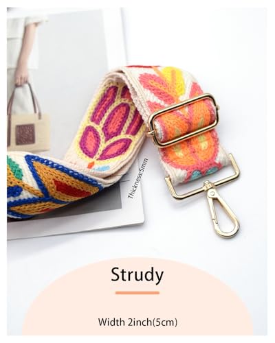 Image of Embroidered Purse Straps Replacement Crossbody Wide Adjustable Bag Straps | Thick Purse Strap for Crossbody Bags,Extra Long Strap,Cross Body Straps for Handbags,Bag Straps for Tote Bags,Shoulder Straps