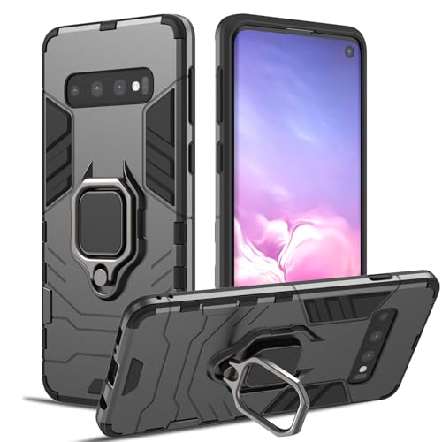 【Supporto ad Anello in Metallo a 360 °】 La cover per Samsung Galaxy S10 ha una staffa in lega di alluminio che può essere ruotata di 360 gradi, allo stesso tempo, la staffa è dotata di una piastra metallica magnetica, che ha una forte forza di assorbimento, libera le mani per utilizzare i telefoni cellulari, è molto conveniente.