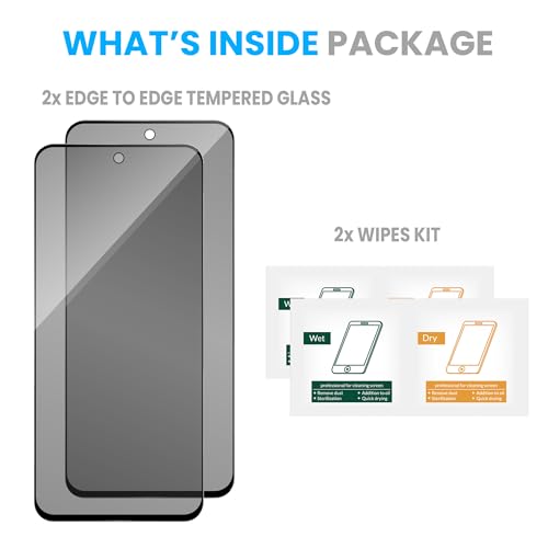 Image of FIRST MART Privacy Tempered Glass for Motorola G67 Power & Moto G57 Power, 2 Pack | Anti-Spy 9H Screen Protector, Edge-to-Edge, Case-Friendly, Scratch Resistant, Bubble-Free