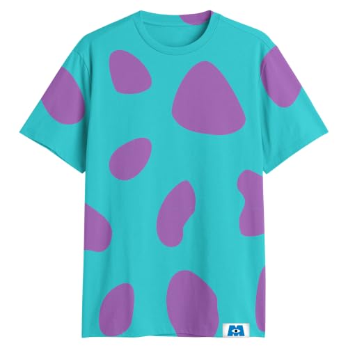 Disney Pixar Monsters Inc Sulley All-Over Print Adult Cosplay T-Shirt Tee(Teal Medium)