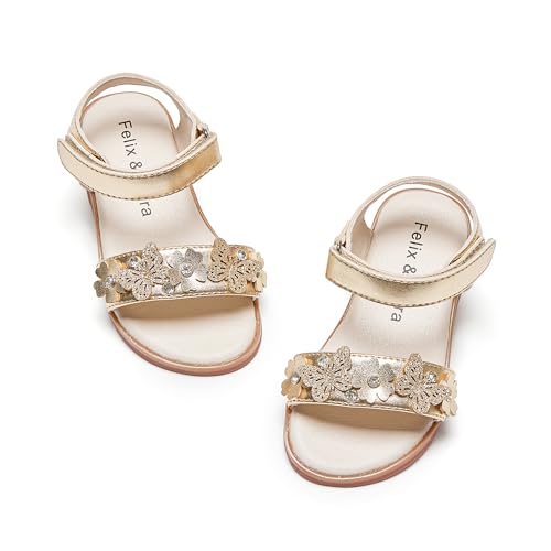 Image of Felix & Flora Toddler Girl Sandals -Flower Girl Dress Shoes Open Toe Little Kid Flats