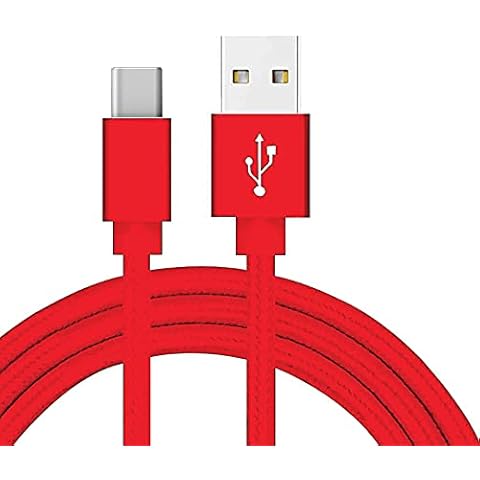 AMPLE Galaxy A52s 5G / A33 5G / A53 5G Nylon double Braided USB C Charger Lead Fast Charging Cable 1M High Durability Compatible for Samsung Galaxy A52s A33 A53 (RED) Cover