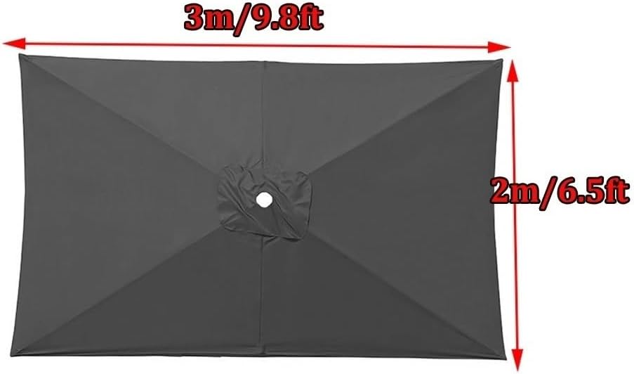 10' X 6.5' 6-Ribs Umbrella Canopy Rectangular Patio Umbrella Cloth Table Market Umbrella Replacement Cover Anti-UV Fabric Fade Resistant(Dark Green)