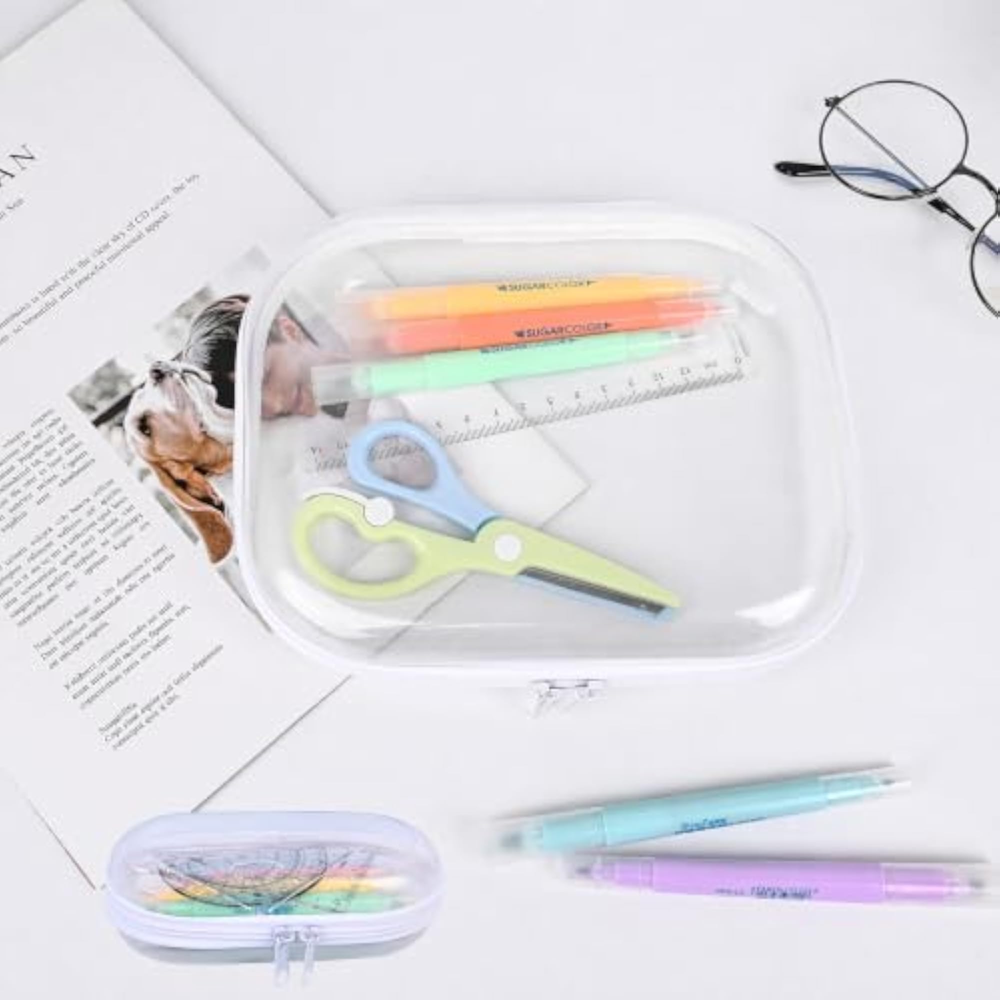 Clear Hard Shell Zipper Case Set