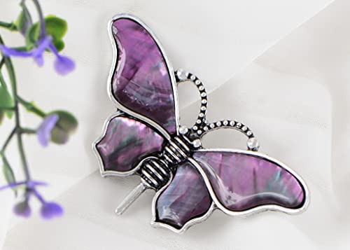 Image of Alilang Abalone Shell Butterfly Insect Brooch Lapel Pins Pendant Scarf Shawl Accessories Wedding Party