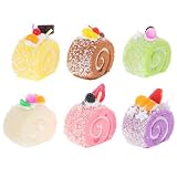 HOLIDYOYO フェイクケーキ 6個セット リアルな人工ケーキモデル Pu素材 食品模型 デザートディスプレイ用 キッチンやショップの装飾に最適 2.8×2.4×1.6インチ