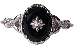 Art Deco Ring in Shimmering .925 Silver, Statement Onyx and Diamond Halo...