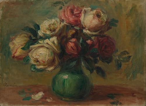 Art impressionnisme et déco salon avec la toile Roses dans un vase