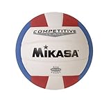 Funda de piel sintética Mikasa Balón de Voleibol de Clase competitiva (Rojo/Blanco/Azul)