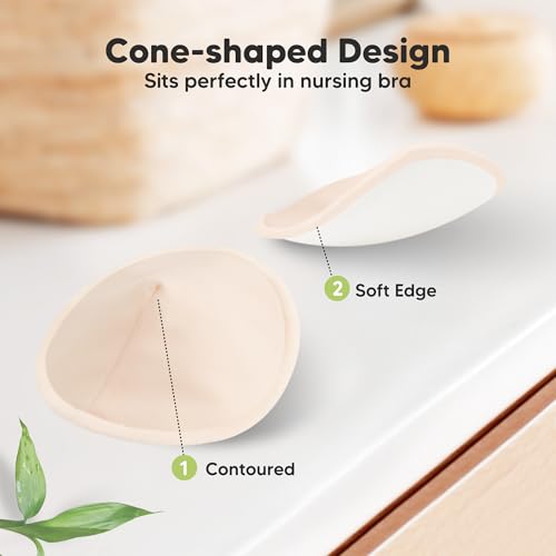 Image of Organic Nursing Pads - 8 Washable Breast Pads for Breastfeeding, Wash Bag, Viscose Derived from Bamboo Reusable Nipple Covers for Breastfeeding Essentials, Soft & Absorbent(Bare Beige, M 4.6 inch)