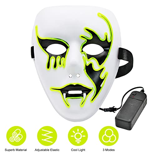 el Luminescence Glow Face Party Scary Light Up Face M-ask com 3 Modos de Iluminação Material Amigáve