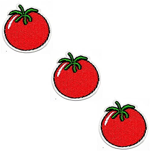 HHO Patch Set 3 Pieces. Mini Red Tomato Patches Tomato Vegetable Fruit Cartoon Stickers Embroidery Jacket T Shirt Patch Sew Iron on Embroidered Badge Sign Costume