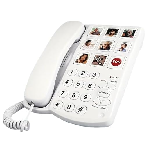 Big Button Phone for Seniors, 9 Pictured Big Buttons,Extra Loud Ringer,Wired Simple Basic Landline Telephone for Visually Impaired Old People with Large Easy Buttons, Emergency House Phones