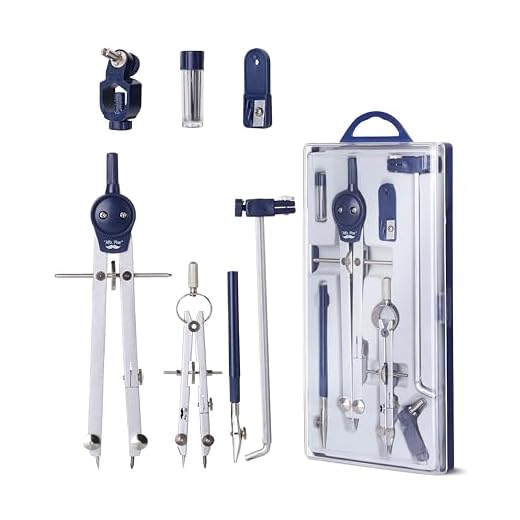 Mr. Pen- Professional Geometry Set Metal Compass, 7 pcs, Geometry Precision Tool Set with Shatterproof Storage Box, Drafting Tools & Drafting Kits, Circle Drawing Tools for Engineers Students