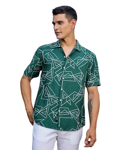 Image of Thomas Scott Mens | Half Sleeve | Embroidered Printed | Regular Fit | 100% Cotton | Casual Shirts