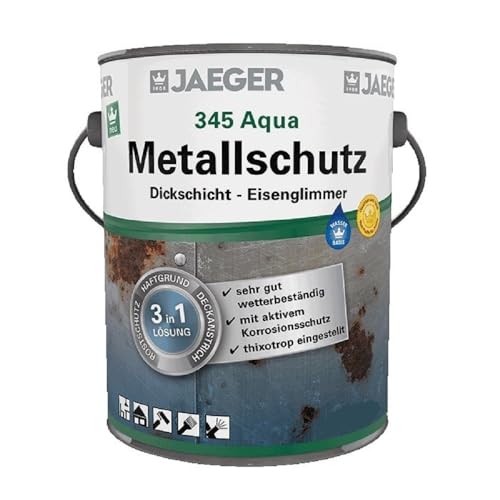 Jaeger Aqua Metallschutzlack 345 mit Eisenglimmer, 3in1 Rostschutz, Haftgrund, Deckanstrich (2,5 Liter, dunkelgrau DB703)
