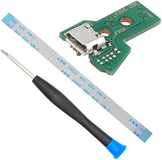 MMOBIEL Charging Port Replacement for PlayStation PS4 Controller Dualshock 4 Model: JDS-050 /JDS-055 12 Pin Flex Cable Incl (+) Screwdriver