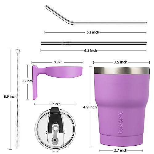 Image of BJPKPK 10 oz Mini Tumbler with Lid, Straw & Handle, Insulated Steel Cup