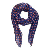 Hadley Wren womens Stylish, Long & Lightweight Polka Dot Fashion Scarf, Navy/Orange, 36 x 70 US