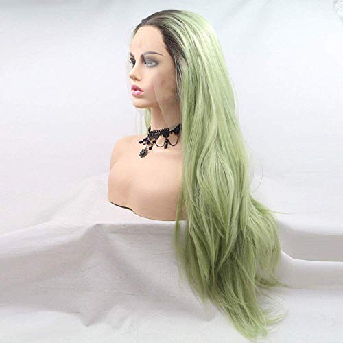 Perruque de cheveux synthétiques longs raides 26 pouces en dentelle