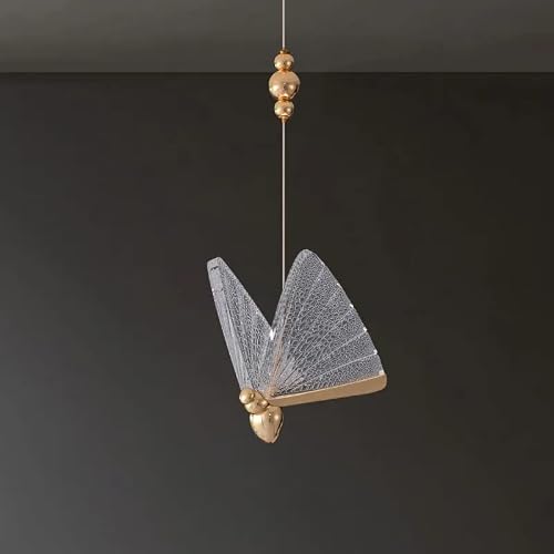 Weibath Modern Led Pendant Light Butterfly Clear And Gold Unique 1-Light Pendant Light For Bedroom #TOP1