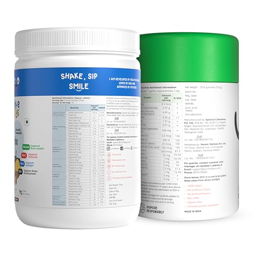 Little Joys Immunity Boosting Kit | 7-12 years | For Better Immunity & Strength | With Ragi, Bajra, Vitamin A, C, D3, B12, Zinc & DHA | With Nutrimix 350g & Multivitamin Gummies 30N