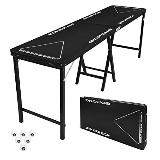 GoPong PRO 8 Foot Premium Beer Pong Table - Heavy Duty (Black, 36-Inch Tall)