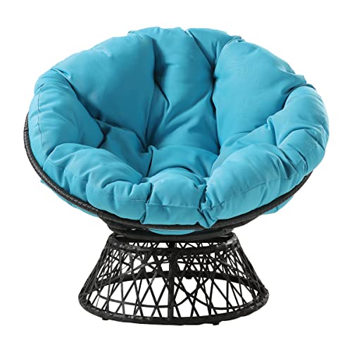 Image of OSP Designs Alloy Steel, Polypropylene, Foam, Textile Papasan Chair (Blue Cushion, Gray Frame)