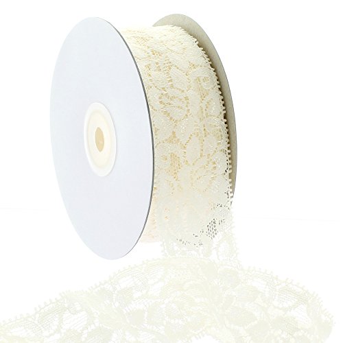 Ribbon Traditions 1.5" Stretch Elastic Lace Trim Ivory 25 Yards