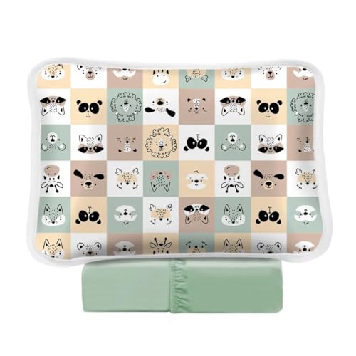 Jogo De Lençol Berço 2 Pçs Malha 100% Algodão Menino Menina Animais 1,30x0,70 (Zoo Verde)