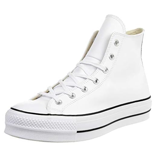 Converse Tênis feminino Chuck Taylor All Star Lift Clean cano alto, Branco/Preto/Branco, 5