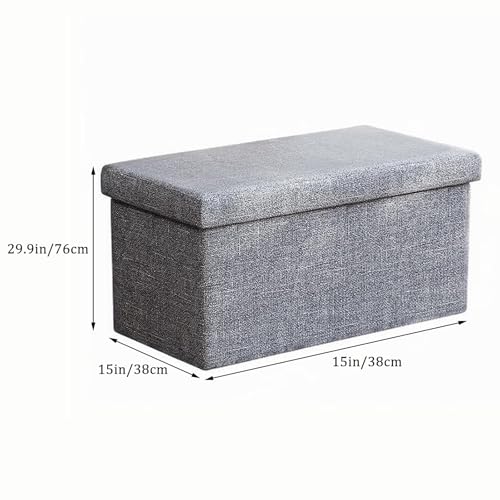 Banc de rangement pliable bleu 76x38x38 cm avec coussin confort - 3