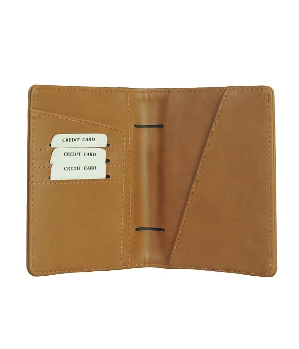 Image of Eurostyle Unisex Passport Holder & Travel Document Organizer | PU Leather Passport Wallet with Ticket, Boarding Pass, Currency & Credit Card Pockets, Coin Pouch & Buckle Closure | Tan