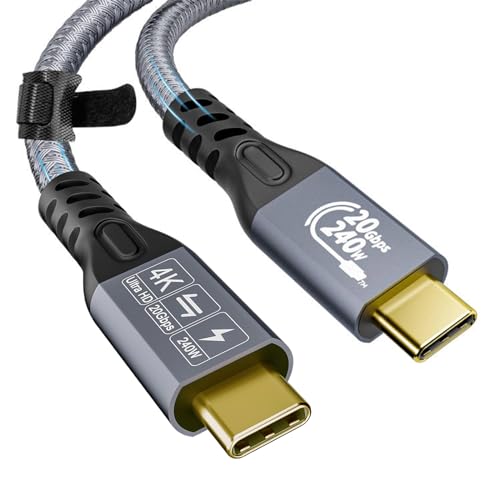YIWENTEC USB C Cable to USB C 3.2 Male Gen2 × 2 Type C Charging Cable, 20 Gbps Data Transfer, 240 W 48 V/5 A Fast Charging Cable, 4K @ 60Hz Video Transfer (Straight, 3M)