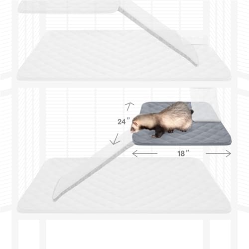 Paw Inspired® Fitted Fleece Liner for Ferret Nation/Critter Nation Cage | for Ferrets, Rats, Chinchillas, Hedgehogs & Other Small Animals (Gray, Shelf Liner) - 1