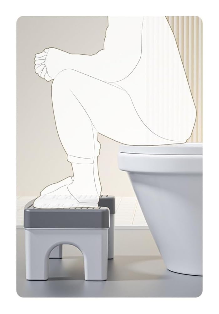 Taboret toaletowy do kucania, taboret łazienkowy, składany z wałkiem masującym, ergonomiczny podnóżek dla dorosłych, stopień, pomoc w nauce korzystania nocnika(Grey)