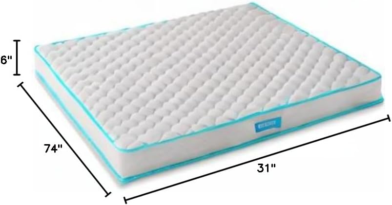 Linenspa 6 Inch Mattress - Firm Feel - Bonnell Spring with Foam Layer - Mattress in a Box - Youth or Kids Bed - Guest Bedroom - Durable and Breathable Support - Affordable - Narrow Twin Size, Grey