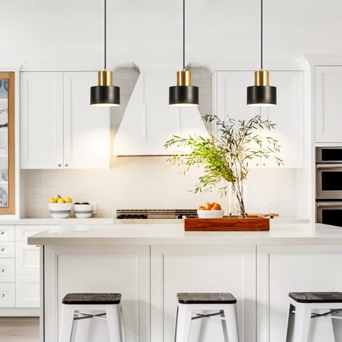 Asgyisa Modern Mini Pendant Light Fixture 2-Pack Black And Gold Industrial Adjustable Matte Small Chandelier Hanging Lighting For Kitchen Island Dining Room Bar Bedroom thumb #6