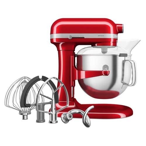 Image of KitchenAid 6.6L Bowl-Lift Stand Mixer, Candy Apple Red - Stainless Steel Whisk, Flat Beater, Dough Hook, Double-Sided Flex Edge Beater & Pouring Shield