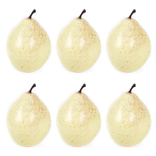 Woedpez 6 piezas de peras de simulación de frutas, peras artificiales, accesorios de fotografía de frutas para decoración de fiestas, espumas realistas, peras, frutas
