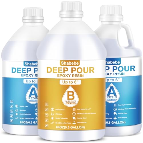 Deep Pour Epoxy Resin 1.5 Gallon [New VRESION], Up to 6" Pour Depths Epoxy Resin, Bubble Free & Super-Gloss Flow Casting Resin, UV Resistant Epoxy for Wood Table, River Table, Countertops