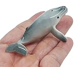 WitnyStore Tiny 2¾" Gray Humpback Whale Head Up Figurine - Miniature Hand Made Ceramic Dolphins Porpoises Whales Marine Mammal Aquatic Sea Animals Porcelain Decorative Collectible Figures Décor Gifts