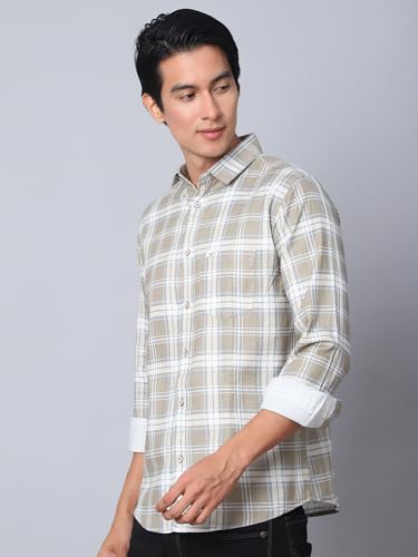 Image of Majestic Man Men Comfort Slim Fit Opaque Checked Cotton Casual Shirt