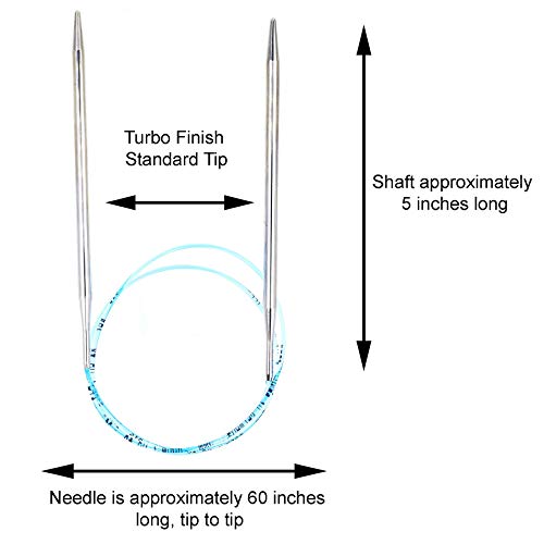 Addi Turbo Original 60 Inch (150Cm) Us 50 (25.0Mm) Circular Knitting Needle, Plastic Shaft, Standard Taper & Tips, Smooth Joins, Blue Pliable Cord Bundle With 10 Artsiga Crafts Stitch Markers #TOP2