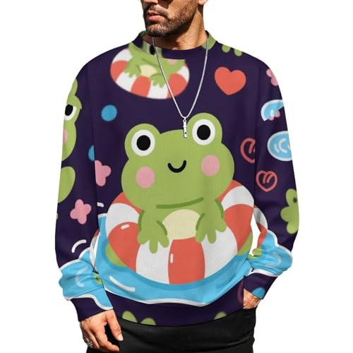 Cute Cow Poops Crewneck Sweater Men Funny Crew Neck Sweater Long Sleeve Casual Lightweight Pullover