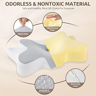 DONAMA Cervical Neck Pillow for Pain Relief,Odorless Contour Memory Foam Pillows with Cooling Pillowcase Cozy Sleeping, Orthopedic Ergonomic Bed Pillows for Side Back Stomach Sleepers