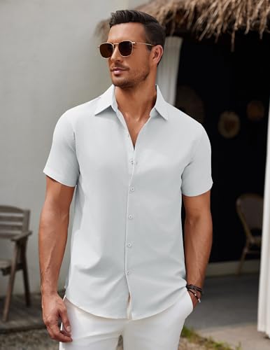 COOFANDY Men's Short Sleeve Button Down Casual Shirts for Men Summer Untucked Shirts3