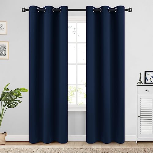 Image of COSVIYA Grommet Room Darkening Navy Blue Curtains 84 inch Long for Bedroom | Light Blocking Insulated Thermal Curtains for Living Room, Blackout Thick Polyester Window Drapes,38x84 inches, 2 Panels