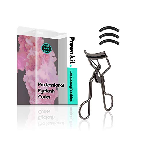 Preen Kit. No Pinch. Nickel Free. Professional Eyelash Curler And Refill Pads. Dramatic Lash Look In Seconds! Works With False Or Natural Eyelashes. Black. Satisfaction Guarantee! Vegan, Cruelty-Free. #TOP15